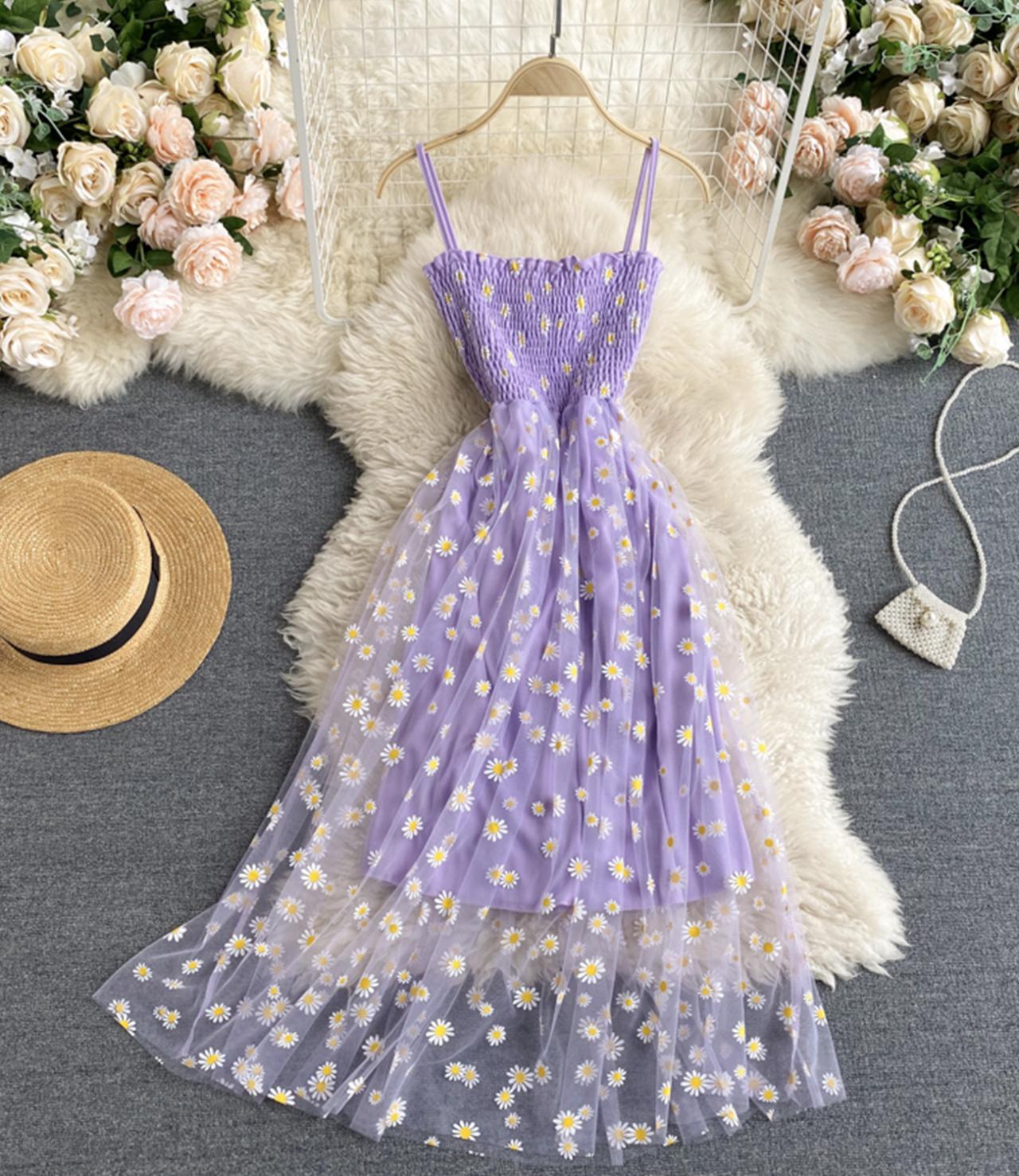Cute A line tulle floral dress 766