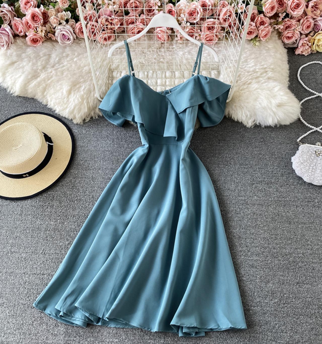 Cute off shoulder short dress A line fashion dress 744