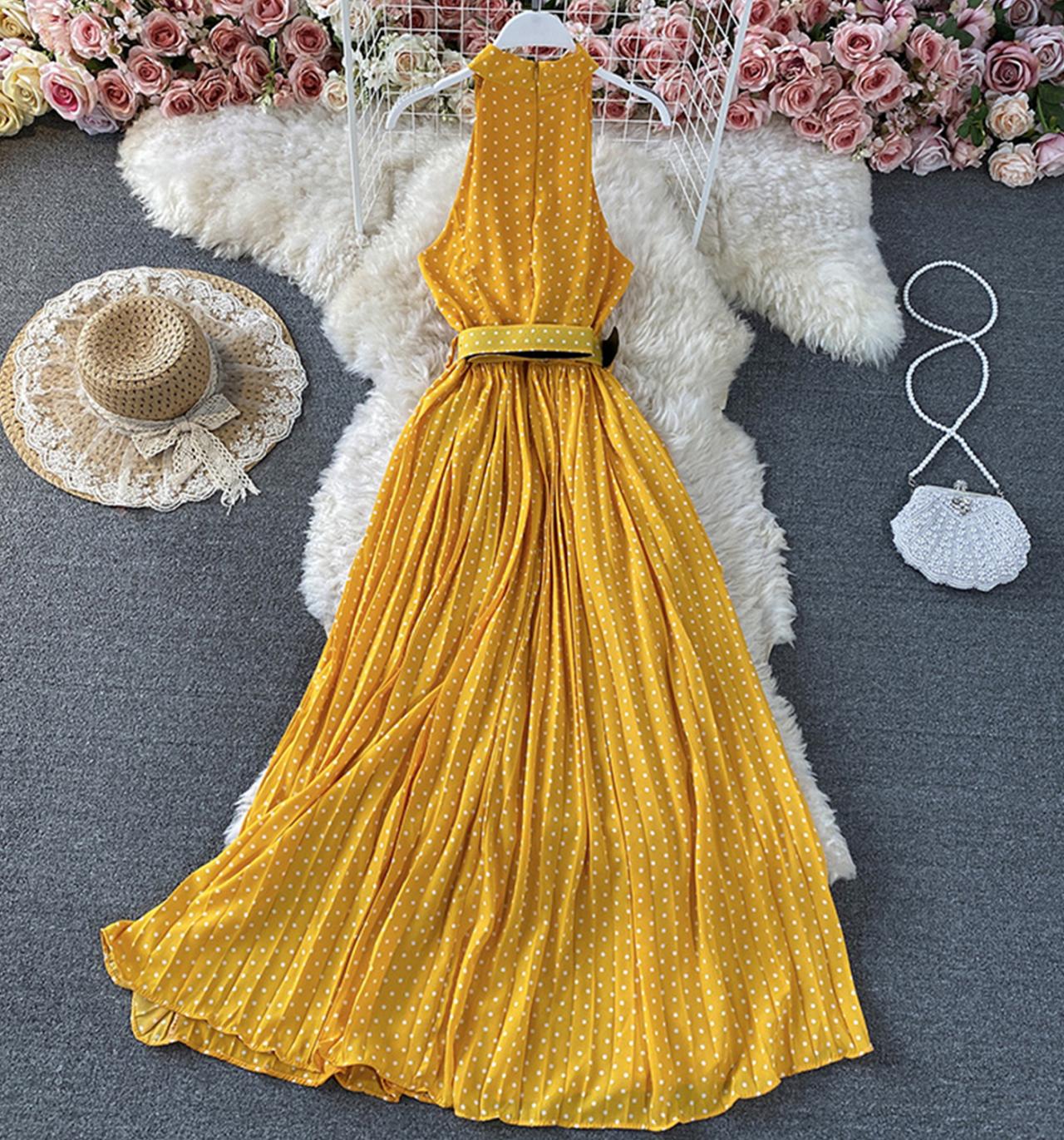 Elegantes Tupfenkleid in A-Linie, schulterfreies Kleid 713