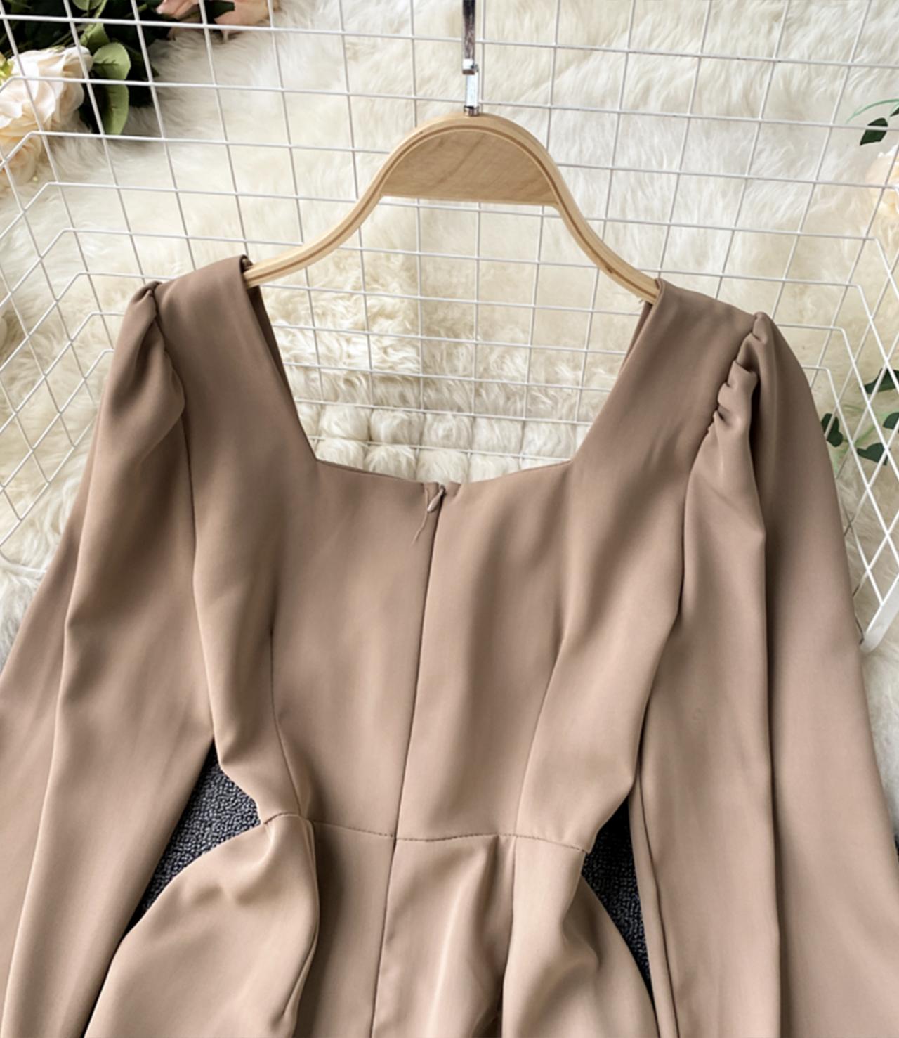 Cute long sleeve dress lace up dress 738