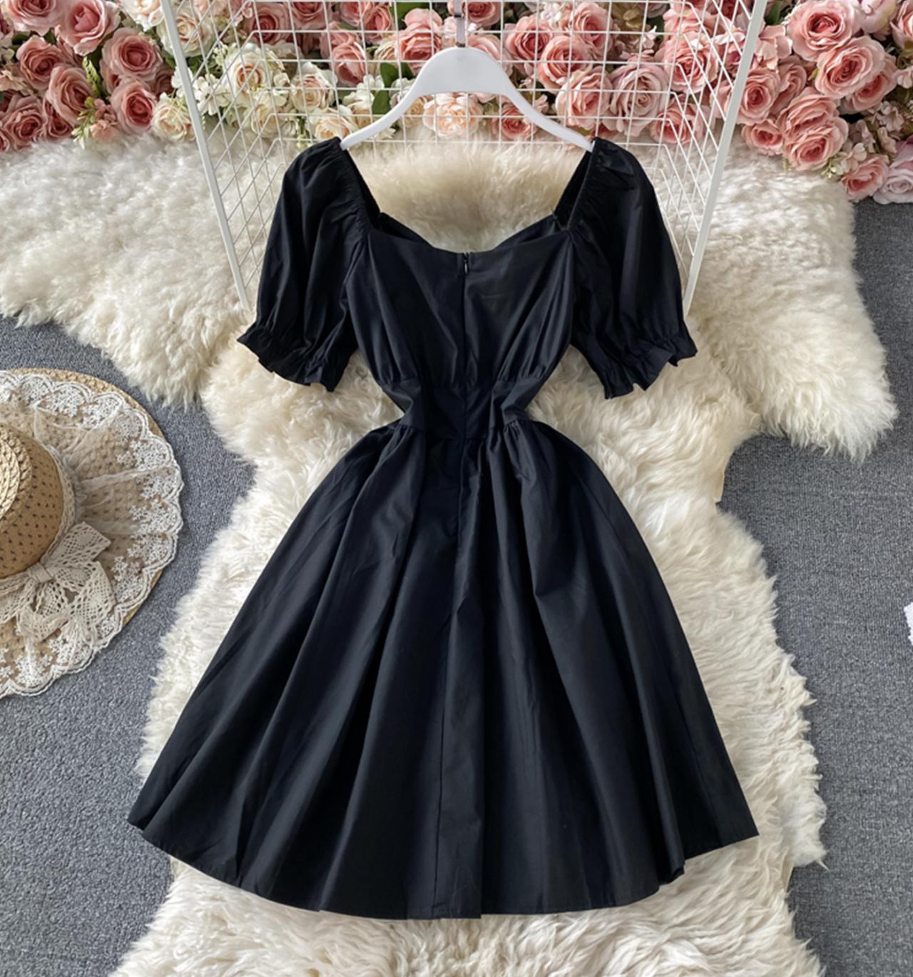 Schwarzes kurzes Partykleid in A-Linie 715