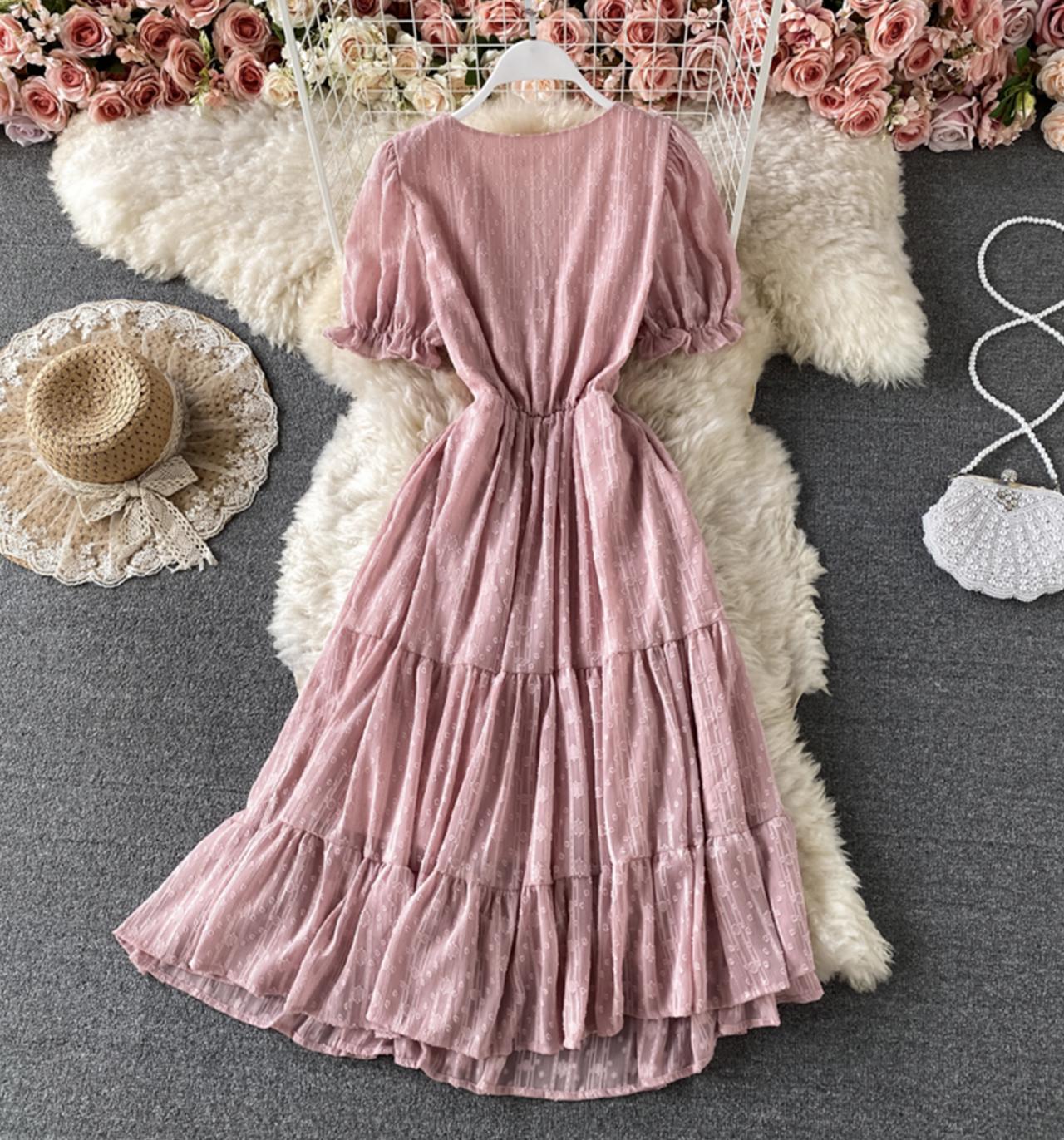 Süßes A-Linie V-Ausschnitt kurzes Kleid Modekleid 698