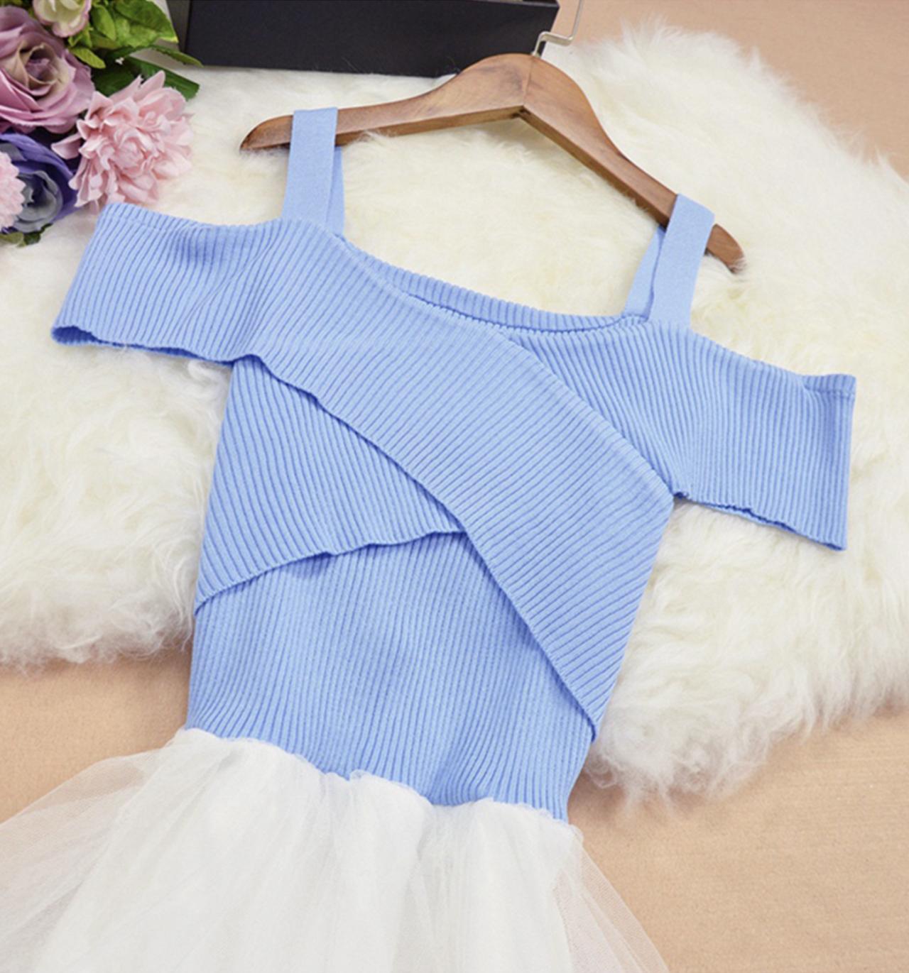 Robe tendance en tulle à épaules dénudées 725