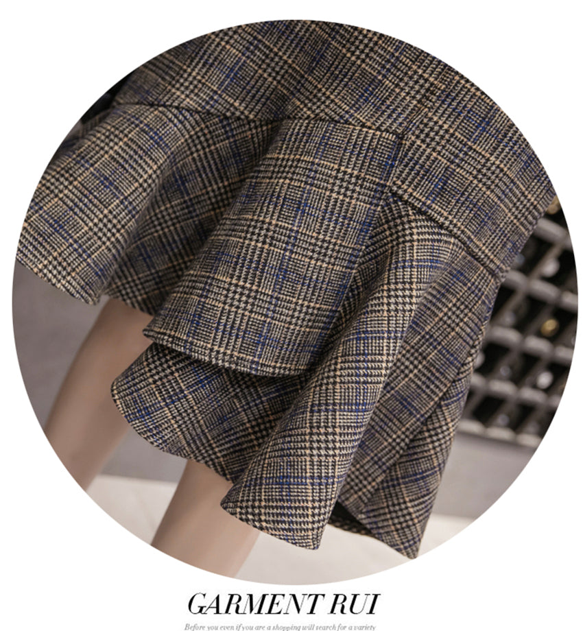 Stylish irregular plaid skirt 3475