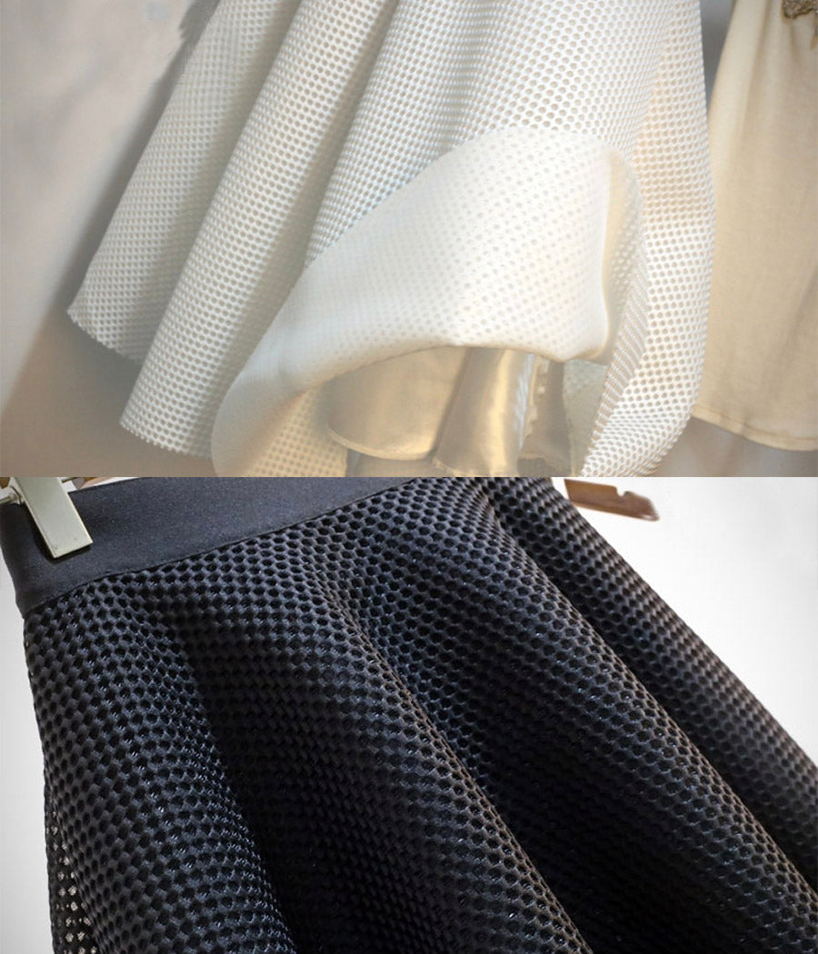 Jupe trapèze élégante blanche/noire 3505