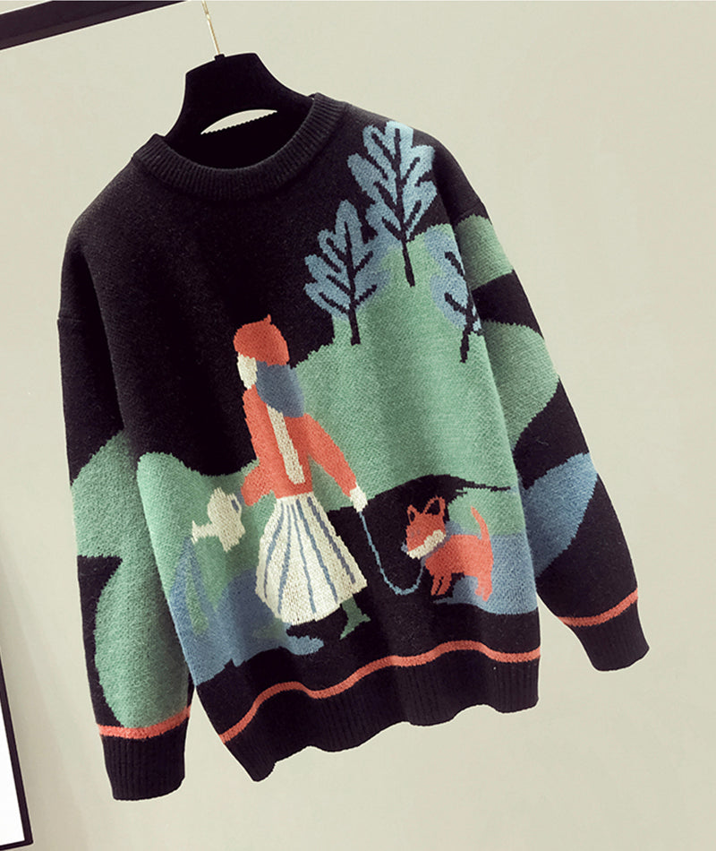 Sweater loose long sleeve sweater 085