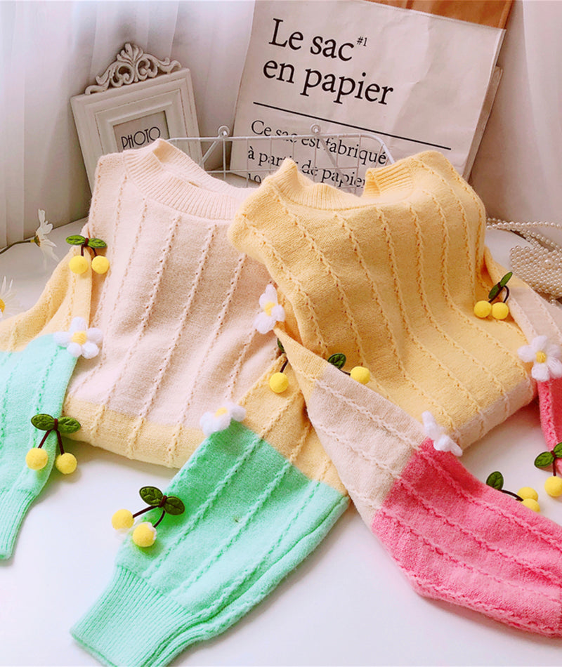 Lovely flowers long sleeve sweater 083