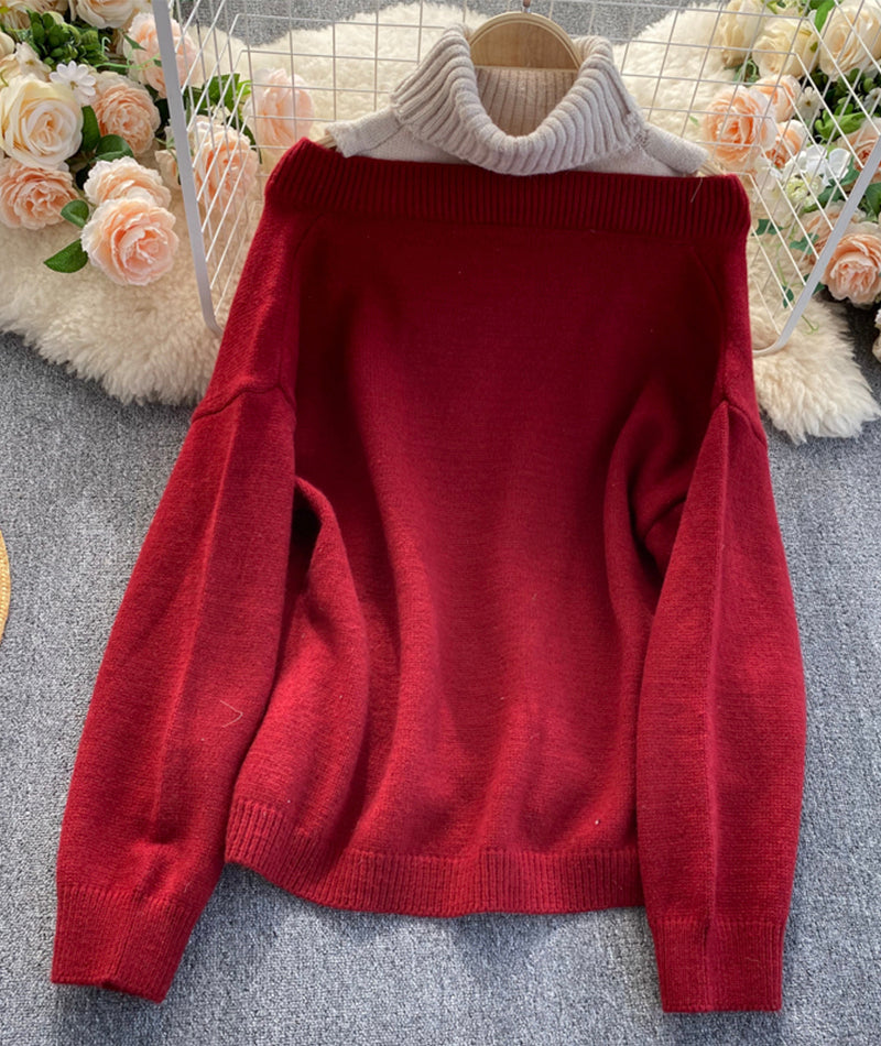 Stylish long sleeve sweater high neck sweater 053