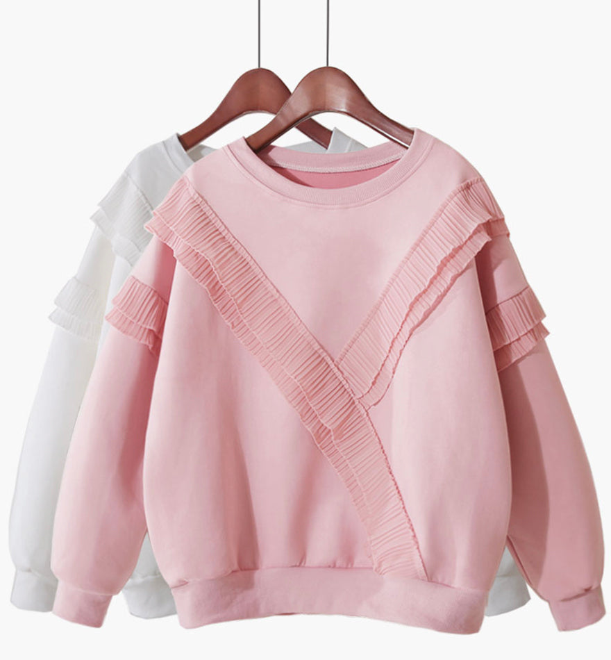 Hauts bleus à manches longues et col rond 069