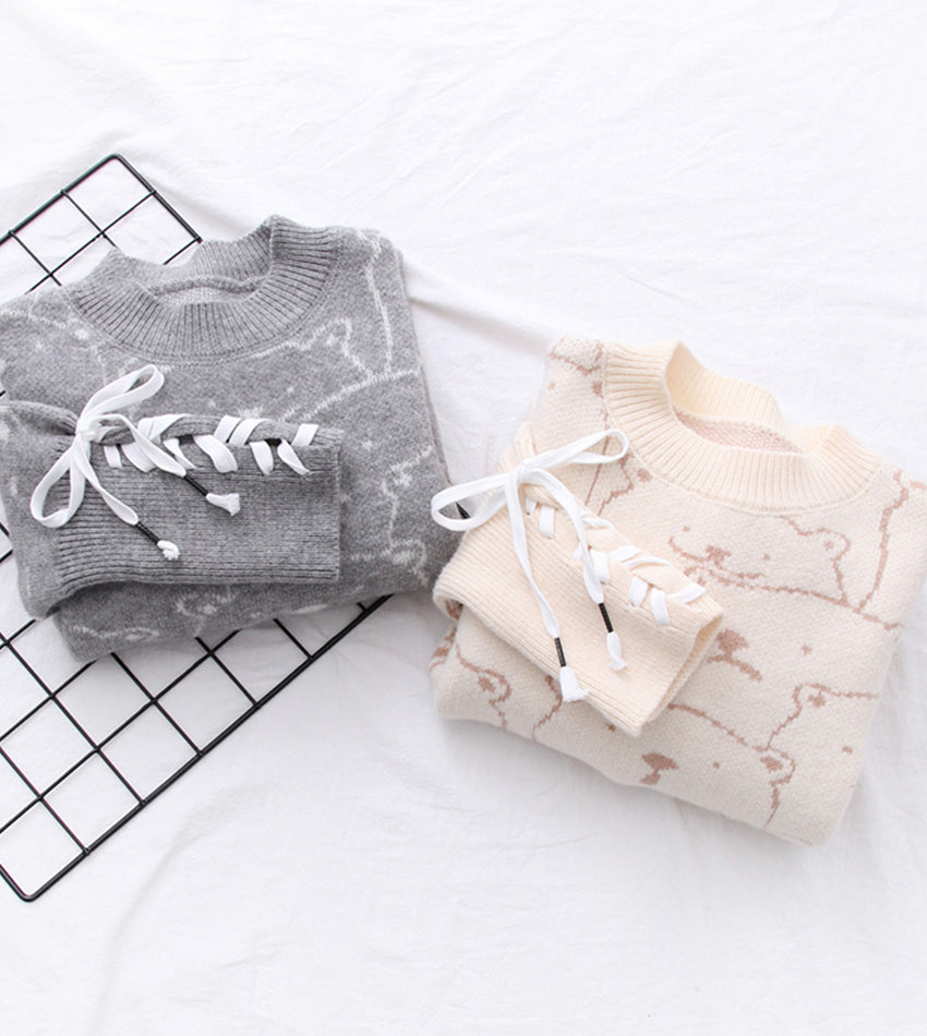 Joli pull col rond à manches longues 066