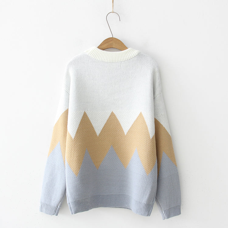 Cute round neck long sleeve sweater 037