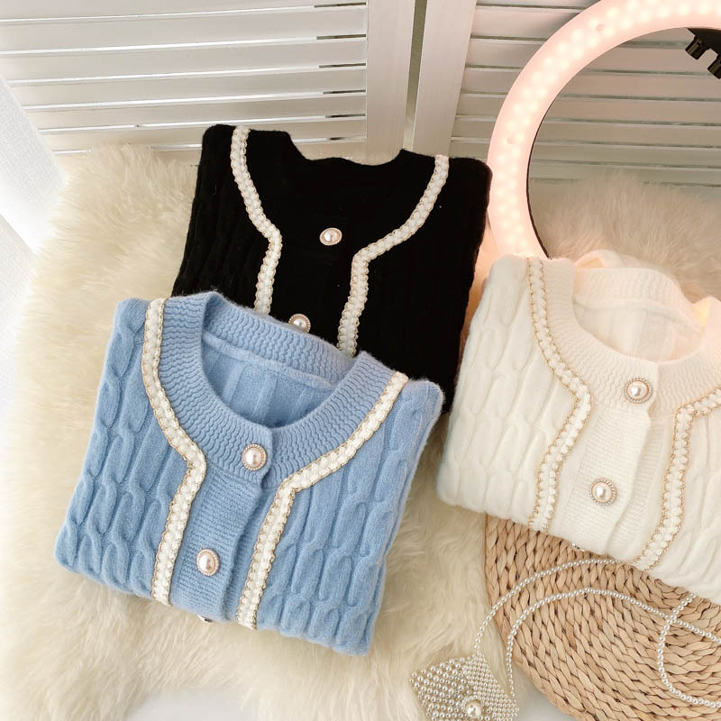 Cute knitted short long sleeve sweater 013