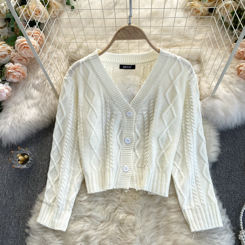 Fashionable knitted cardigan two-piece sweater 023