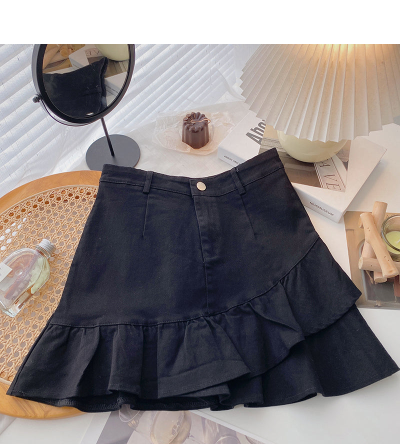 Jupe portefeuille en queue de poisson à volants irréguliers et slim 5655