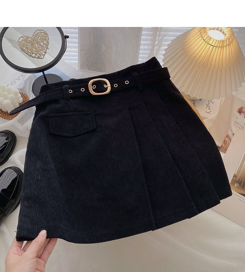 Corduroy Skirt is slim and fashionable pleated skirt 5492
