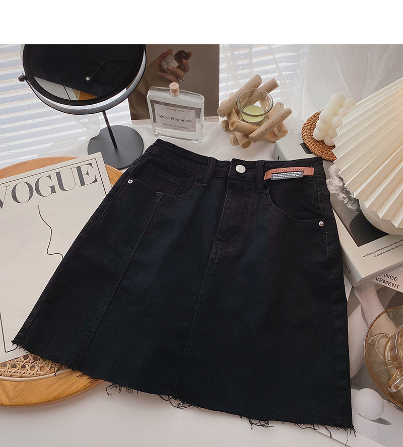 Slim and versatile casual design high waist A-line skirt 5590