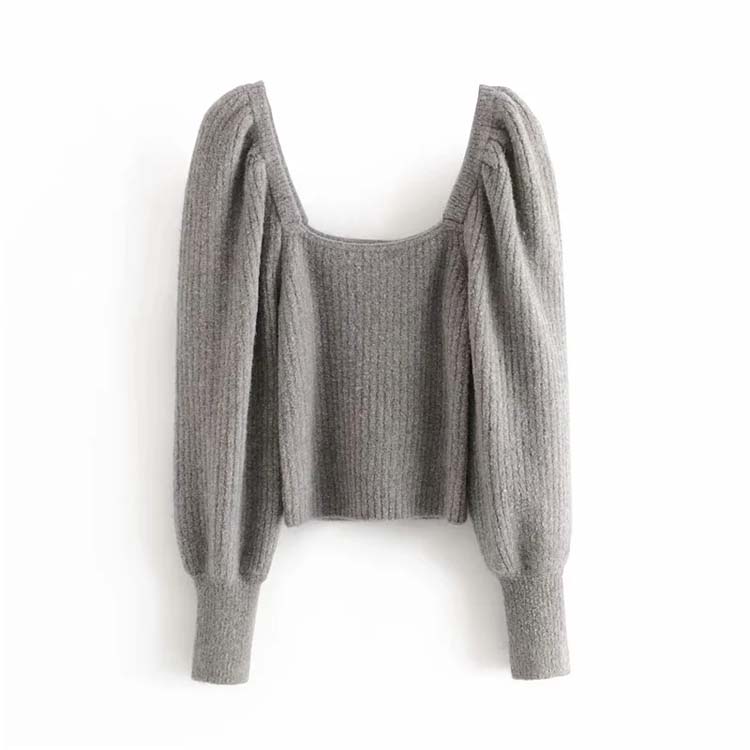 Lantern Sleeve exposed collarbone sweater sweater sweater top 7214