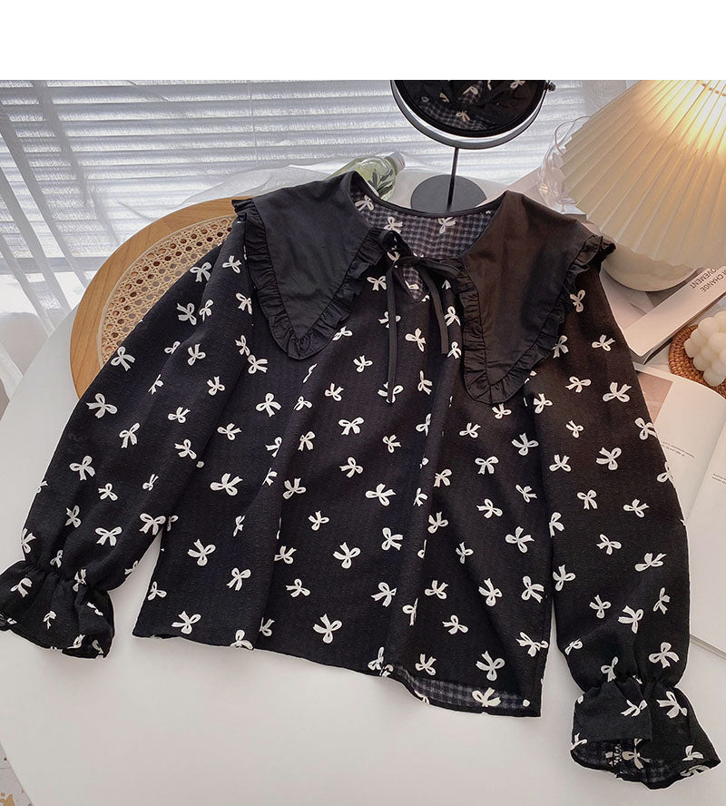 Haut à manches longues avec imprimé nœud et motif de minorité coréenne 6311