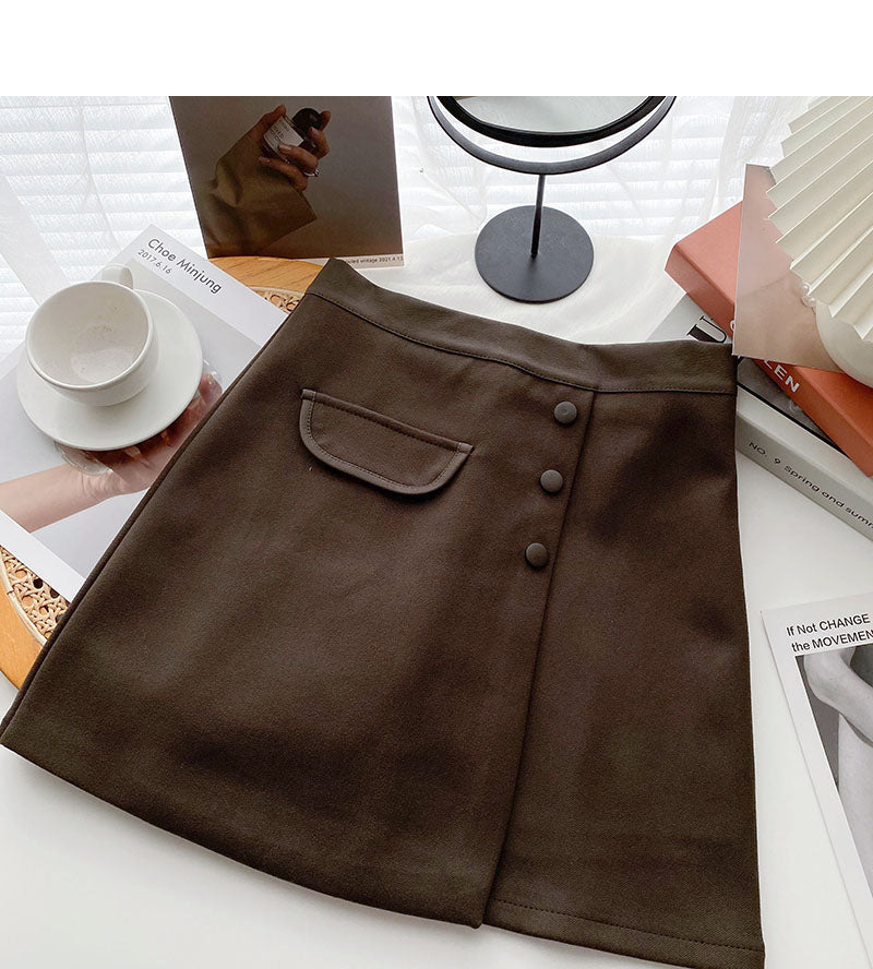 New Korean style personalized thin split high waist skirt 5544