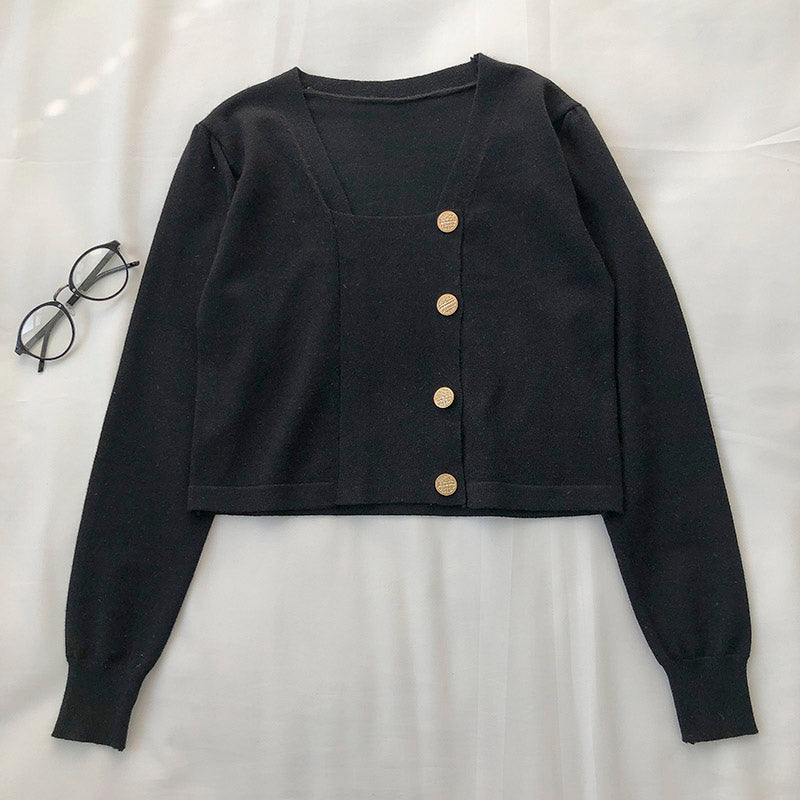 Slim single breasted long sleeved sweater for women 6528