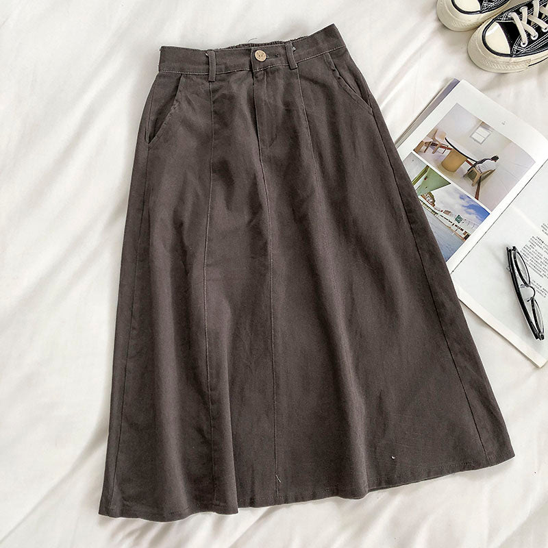 Nouvelle jupe trapèze taille haute avec poche coréenne Harajuku 5673