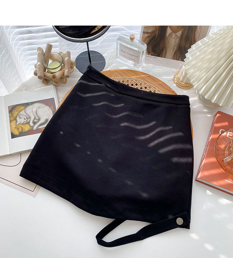 Fashion personality thin ribbon a-word high waist skirt 5525