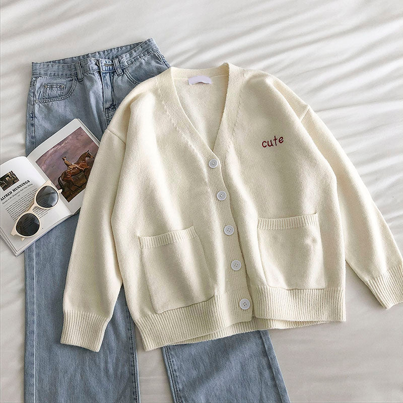 Loses Langarm-T-Shirt mit V-Ausschnitt und zwei Taschen 5838