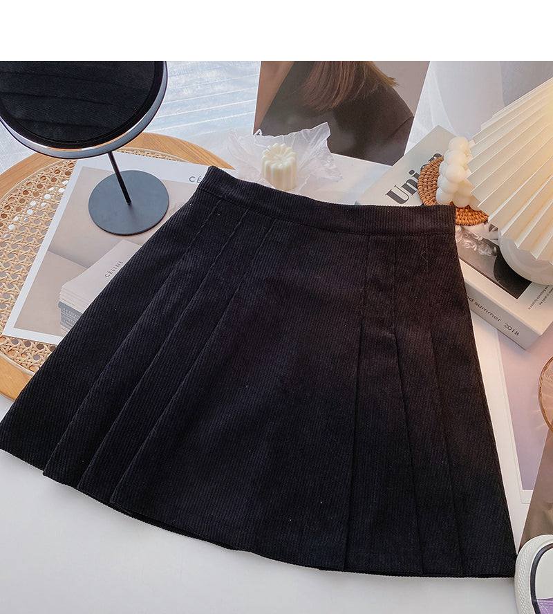 New Korean retro solid half skirt 5397
