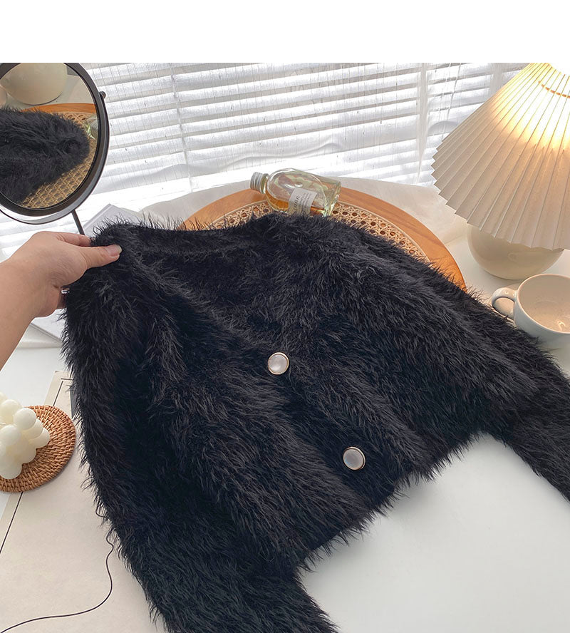 Lazy temperament loose long sleeve V-neck top 5864