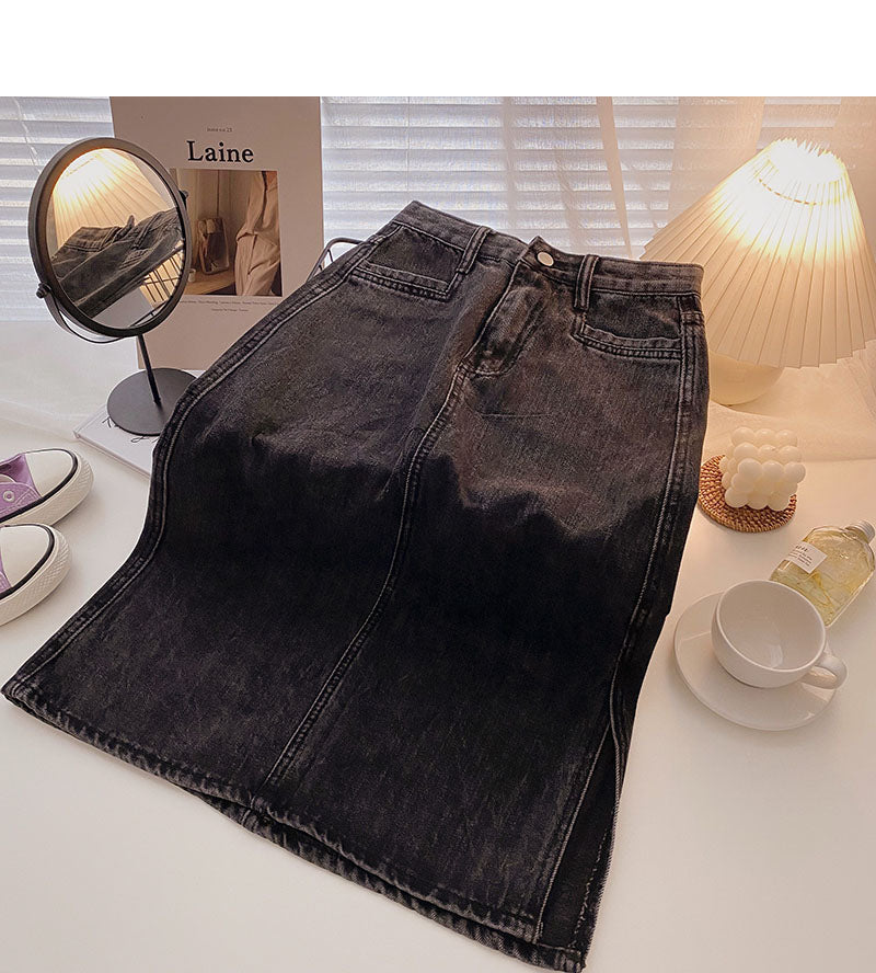 A-line skirt with new Korean side split design 5719