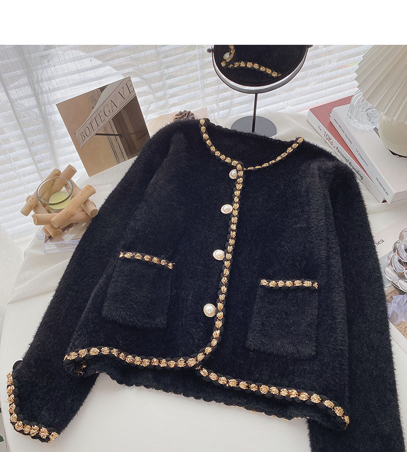 Perlknopf-Pullover mit kleinem Duft 5994