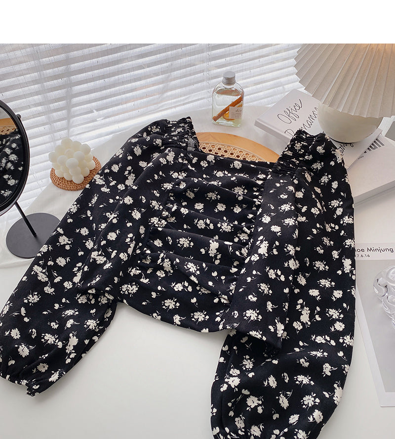 Haut plissé slim à col carré et design de niche 6304