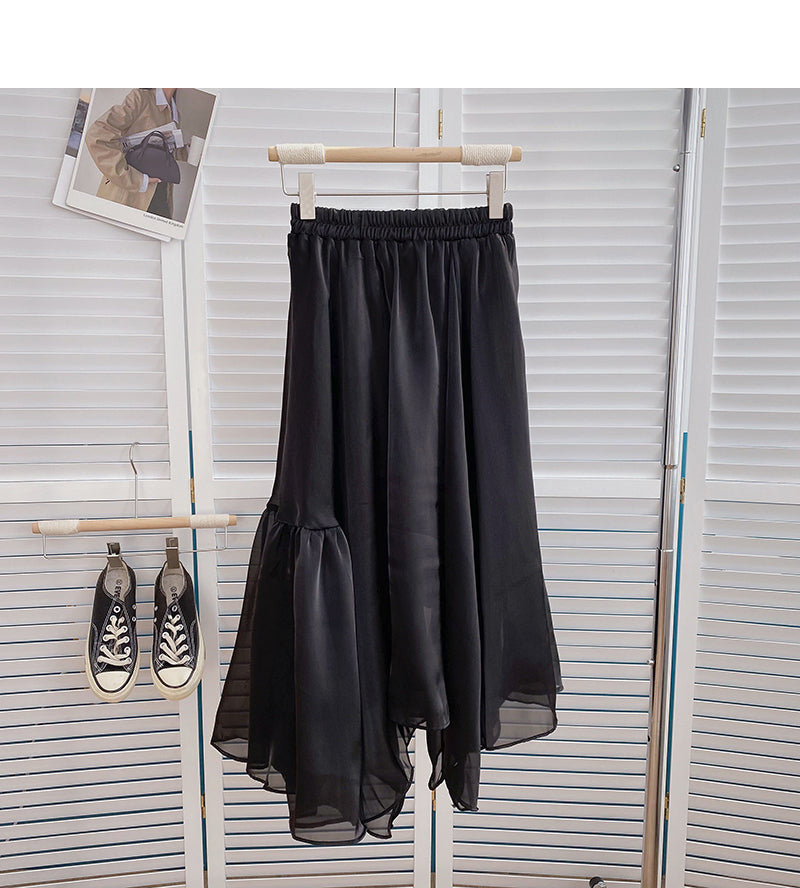 New foreign style gentle super fairy hanging high waist A-shaped skirt 5805