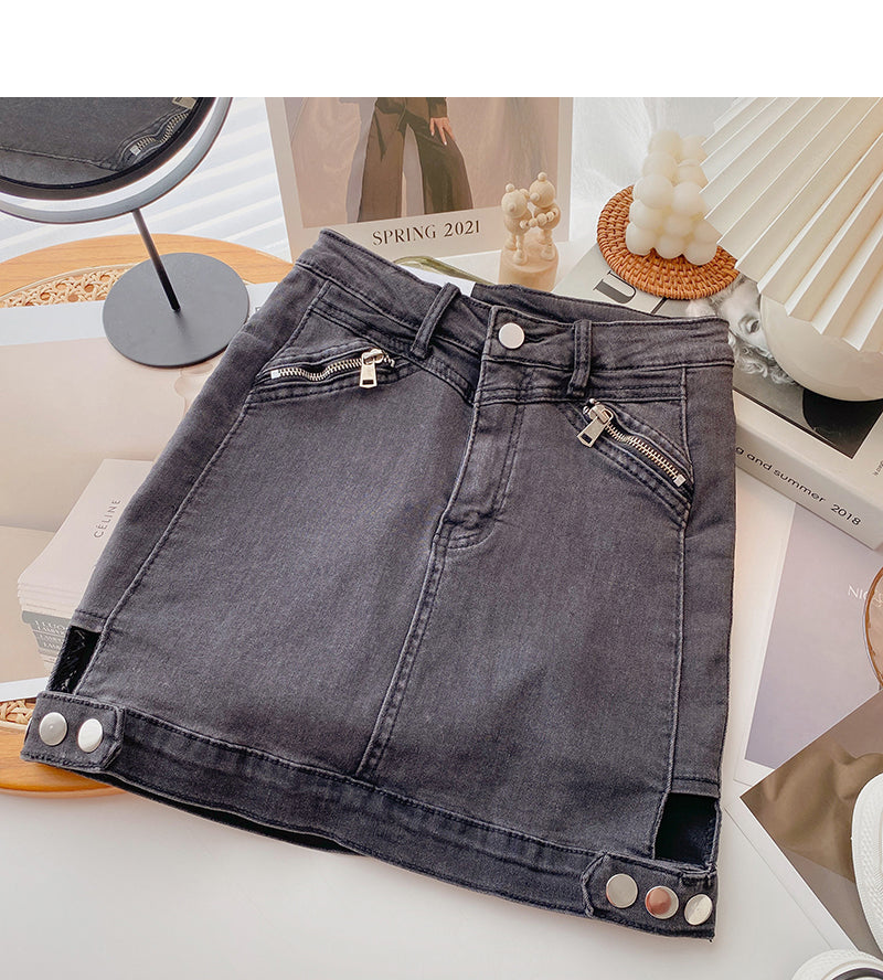 Jupe coréenne slim ajourée en forme de A 5648