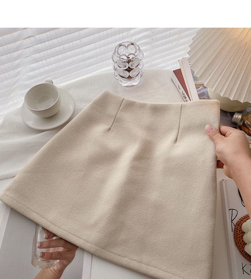 Korean versatile slim wrap hip high waist A-shaped skirt 5455