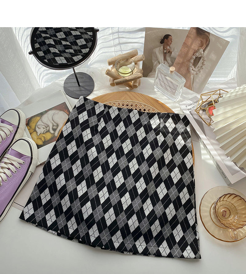 Fashion Hong Kong style retro Lingge high waist fabric Hip Wrap Skirt 5542