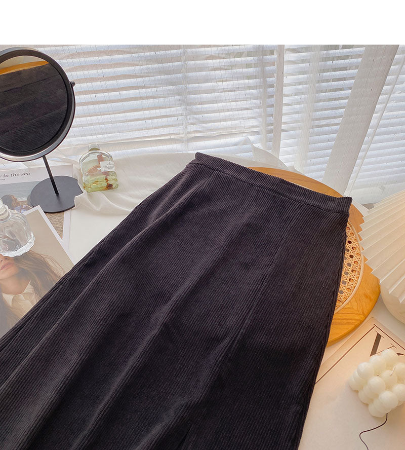 Jupe trapèze taille haute, design vertical et fendu 5734