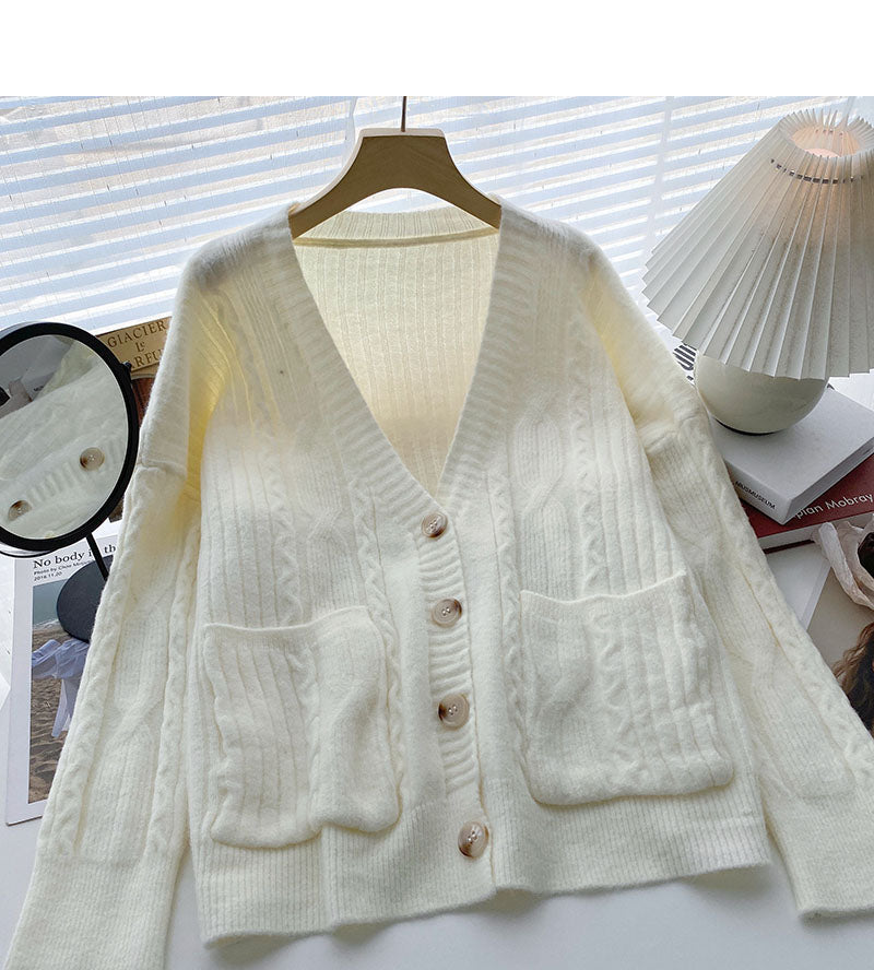Minority retro V-neck twist Long Sleeve Jacket 6109