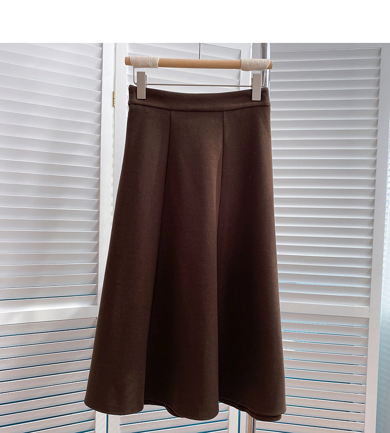 Jupe taille haute polyvalente de couleur unie tempérament 5831