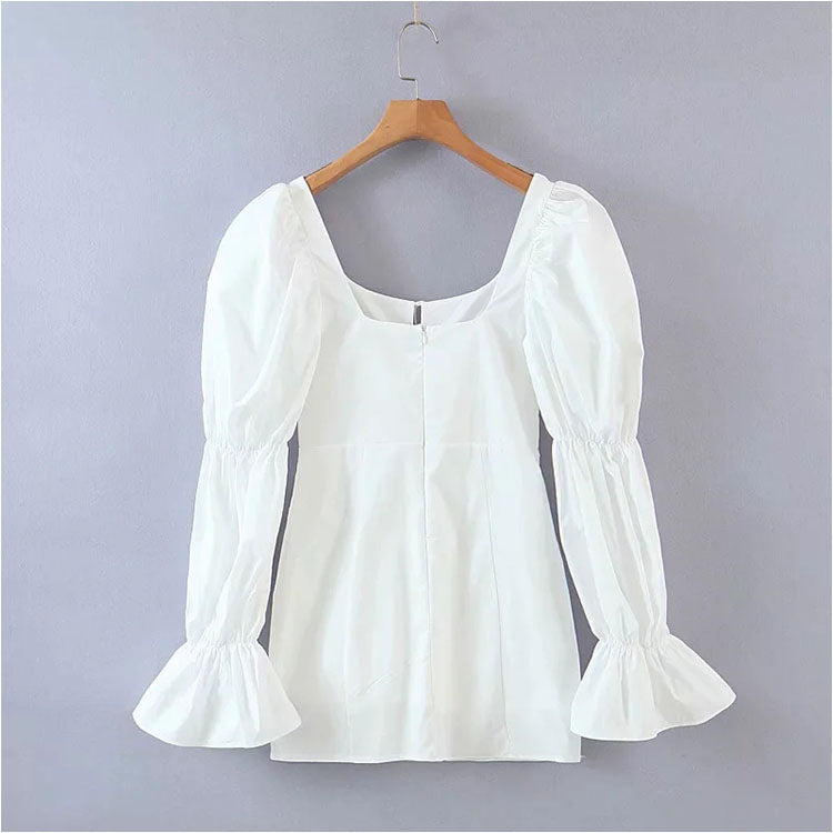 Hüftwickelrock im Retro-Stil mit quadratischem Kragen, süßer ausländischer Stil 7142