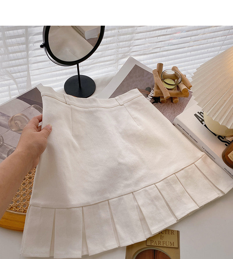 Jupe courte coréenne avec ourlet à volants fins et queue de poisson enveloppée aux hanches 5633