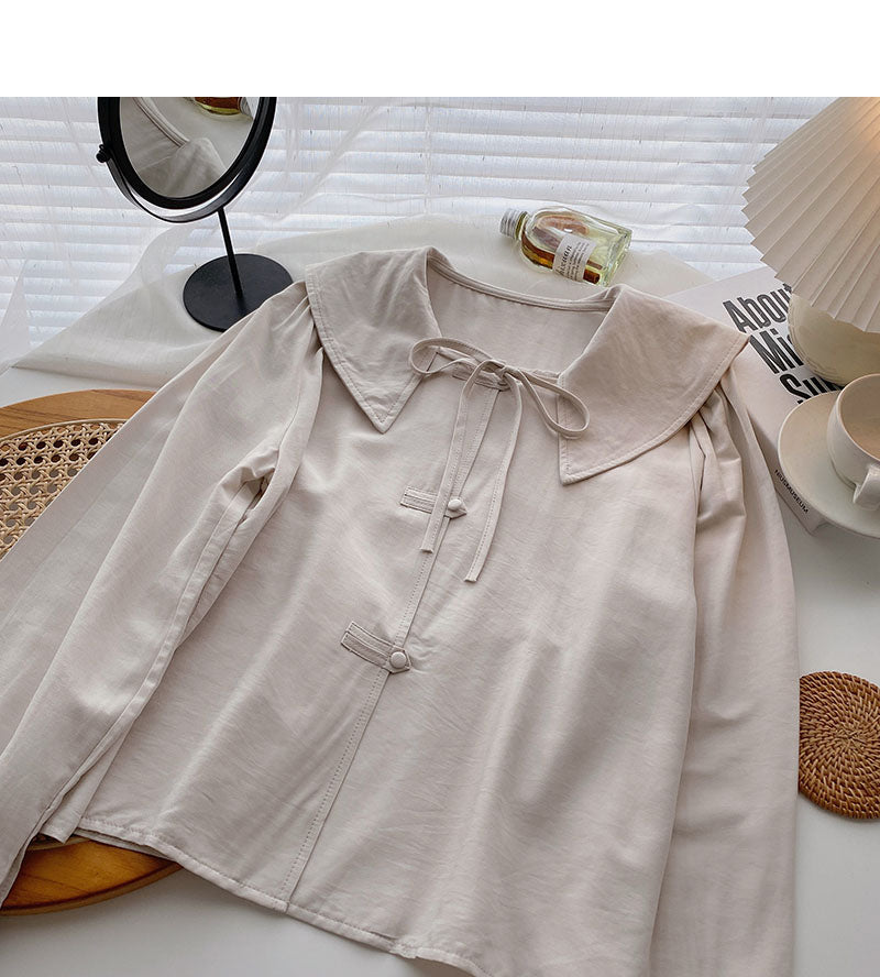 Nischendesign Reversbandage Langarm lockeres dünnes Top 6276