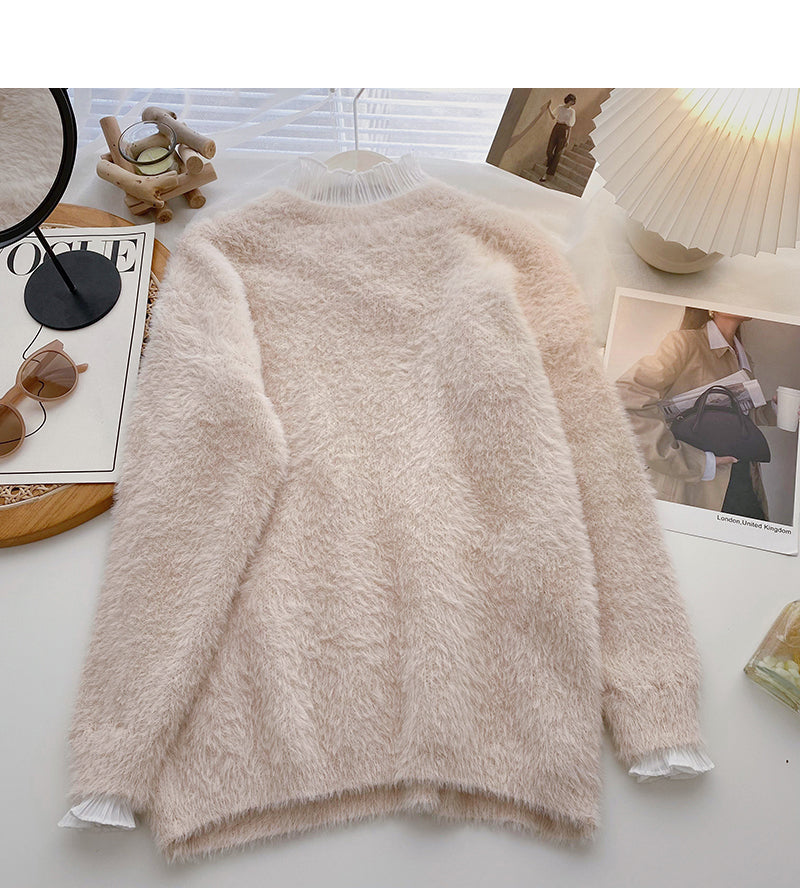 Imitation mink sweater design feeling lazy top 6167