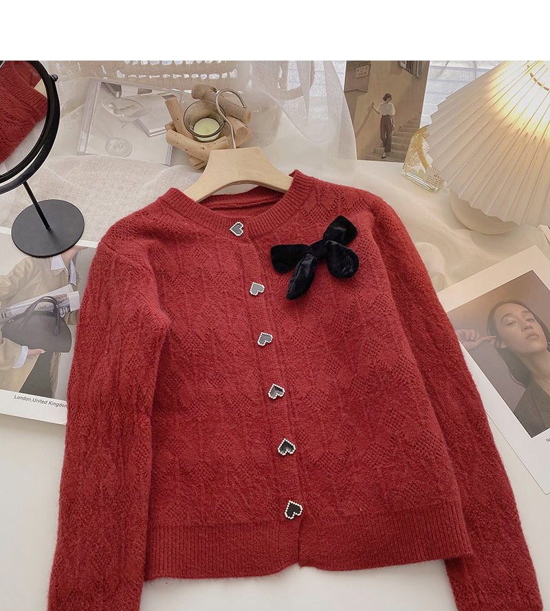 Manteau pull ras du cou vintage à simple boutonnage 6192