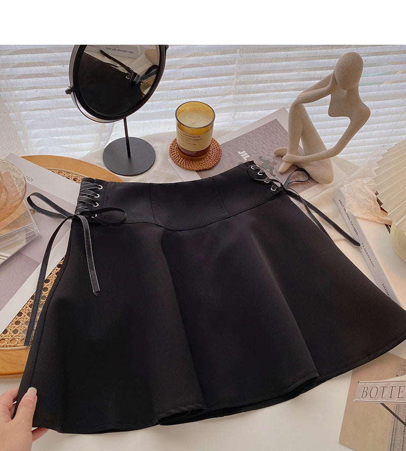 Korean side strap design, slim high waist skirt 5636