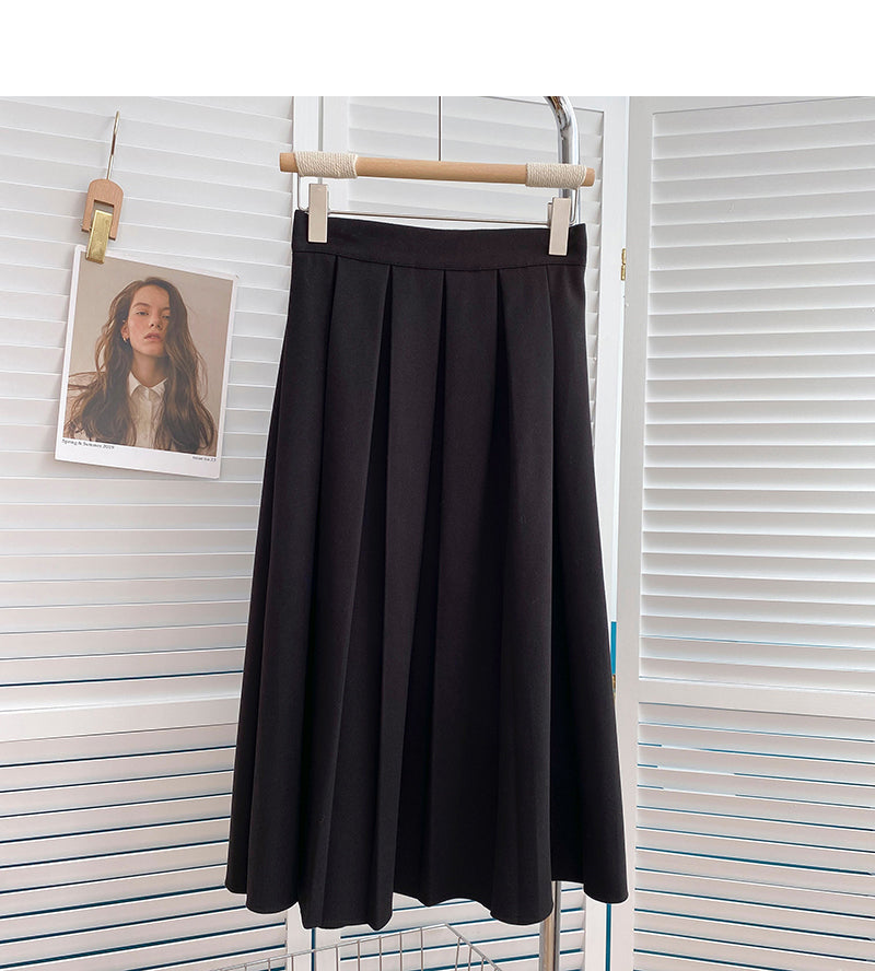 The new Korean version is slim and Retro High Waist A-shaped skirt 5824