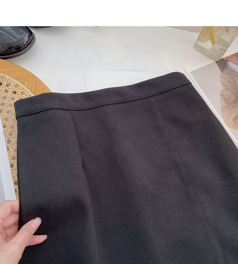 Retro temperament small split A-shaped high waist casual skirt 5553