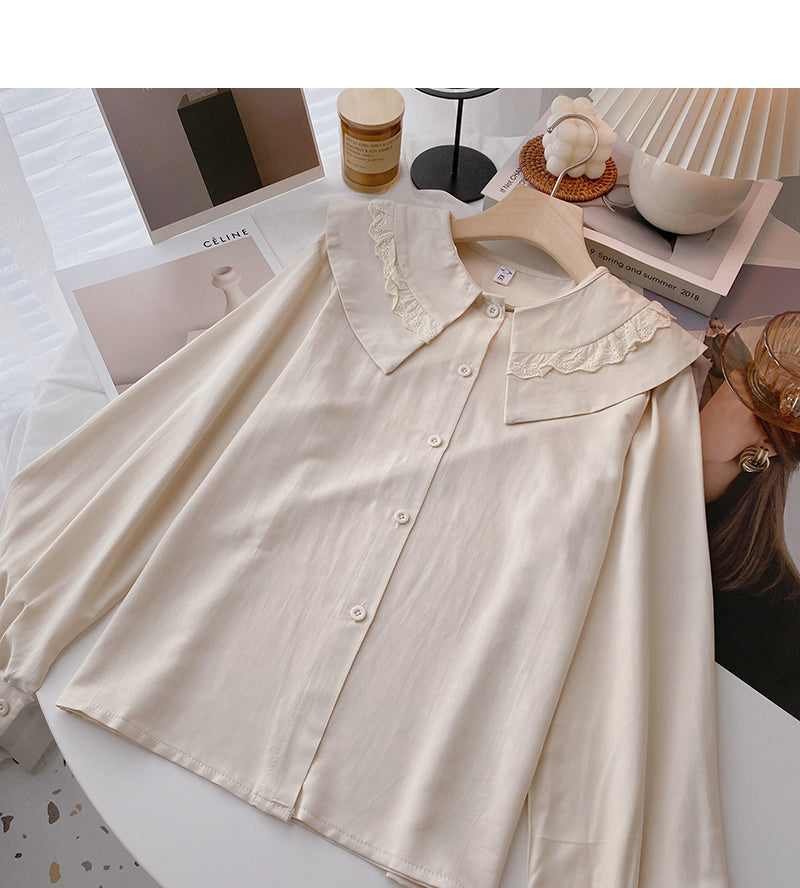 Doll collar shirt Female Minority design sense 6392