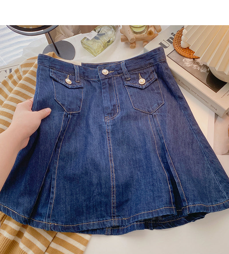 New Korean casual versatile high waist A-line short skirt trend 5585