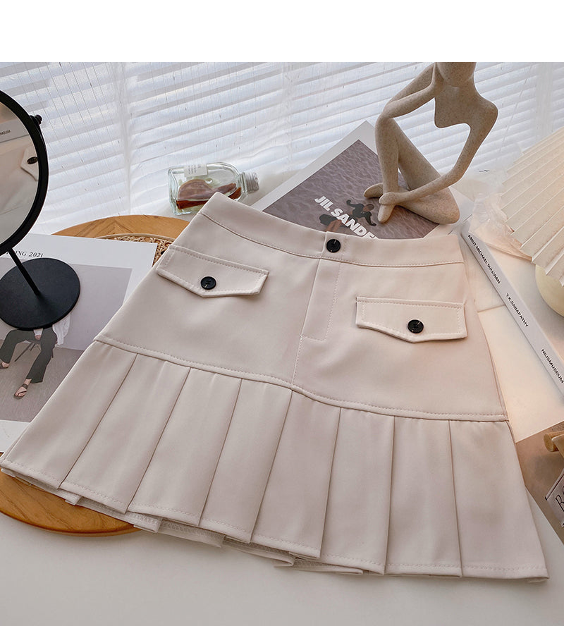 Jupe trapèze taille haute à volants pour réduire l'âge 5635